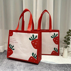Strawberry Coated Tote Bag Red Perfect Gift Bag For Fruit And Shopping