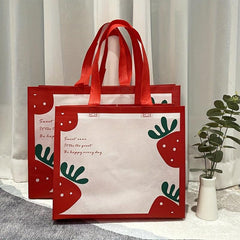 Strawberry Coated Tote Bag Red Perfect Gift Bag For Fruit And Shopping