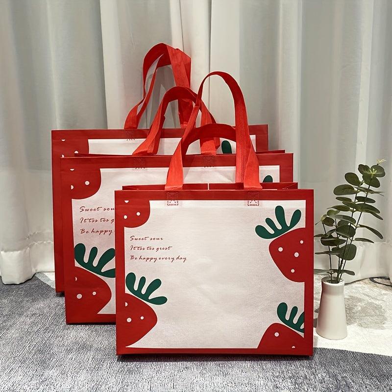 Strawberry Coated Tote Bag Red Perfect Gift Bag For Fruit And Shopping