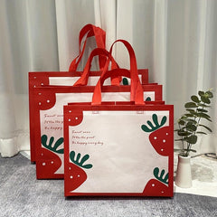Strawberry Coated Tote Bag Red Perfect Gift Bag For Fruit And Shopping