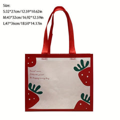 Strawberry Coated Tote Bag Red Perfect Gift Bag For Fruit And Shopping