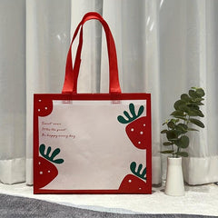 Strawberry Coated Tote Bag Red Perfect Gift Bag For Fruit And Shopping