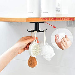 2pcs Kitchen Utensil Hooks 360 Rotating Hanging Rack, Tools Towel Organizer