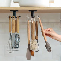 2pcs Kitchen Utensil Hooks 360 Rotating Hanging Rack, Tools Towel Organizer