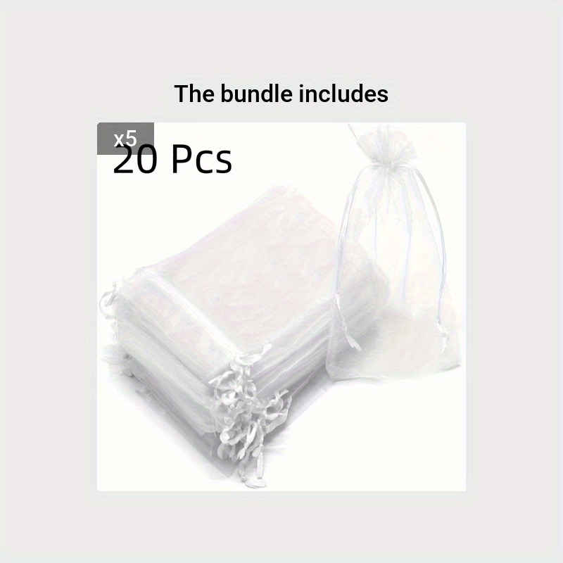 20pcs Sheer Organza Bags Wedding Favor Bags Jewelry Gift Bags For Party