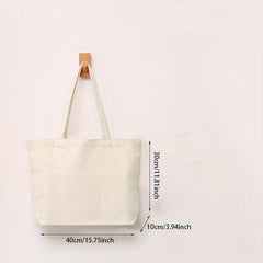 2pcs Canvas Shoulder Bag Casual Handbag For Beach Shopping