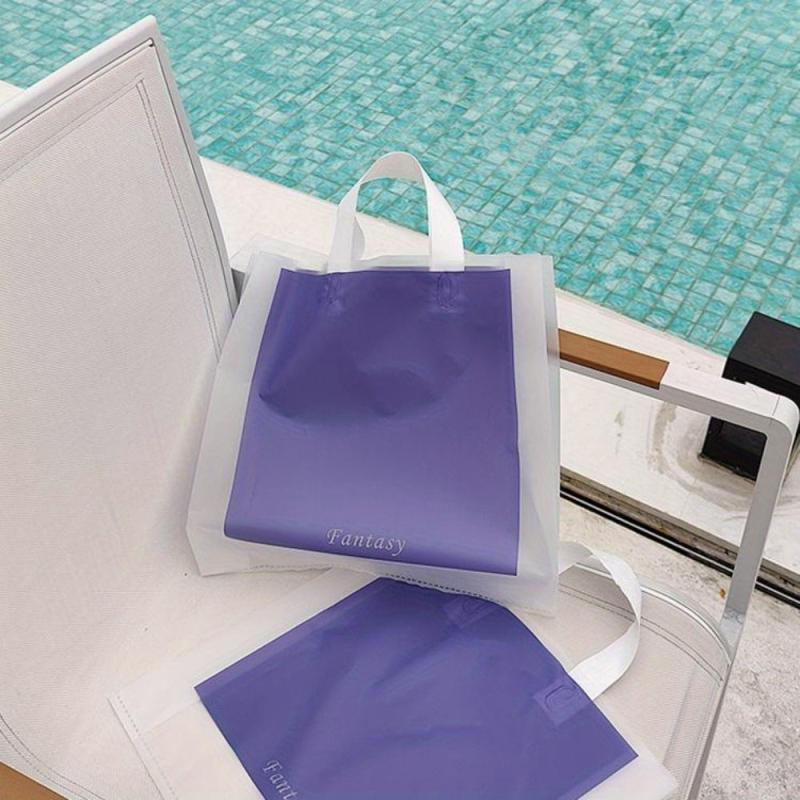 10pcs Frosted Handbags Plastic Gift Bags for Clothing Stores