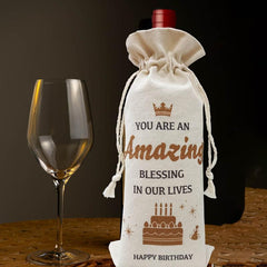 Reusable Birthday Burlap Wine Bottle Bag Decorations