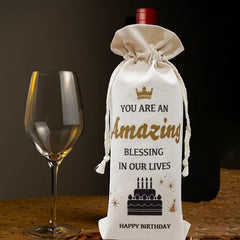 Reusable Birthday Burlap Wine Bottle Bag Decorations