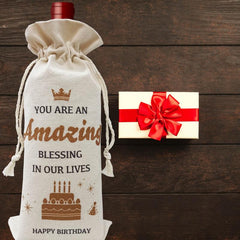 Reusable Birthday Burlap Wine Bottle Bag Decorations