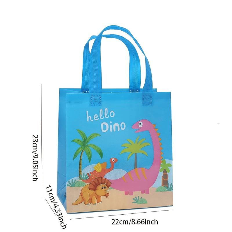 12pcs Small Dinosaur Gift Tote Bag Non-woven Shopping Birthday Storage