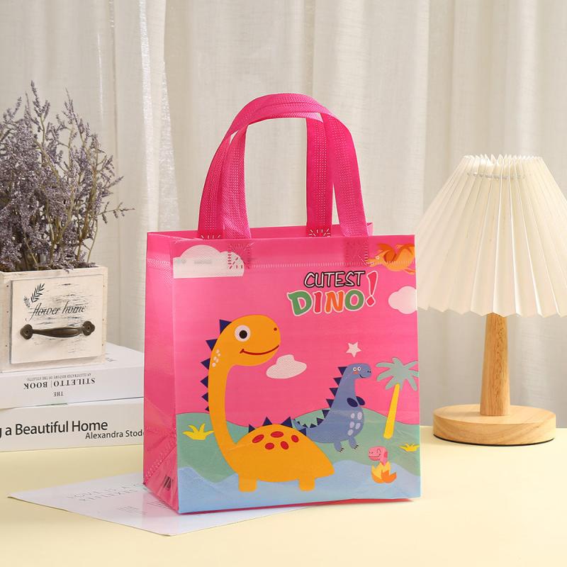 12pcs Small Dinosaur Gift Tote Bag Non-woven Shopping Birthday Storage