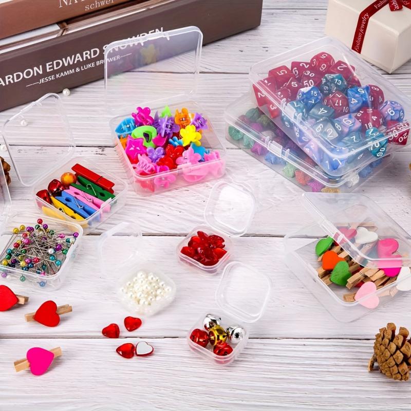 Small Plastic Bead Storage Container with Hinged Lid for Jewelry Supply
