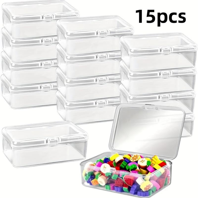 Small Plastic Bead Storage Container with Hinged Lid for Jewelry Supply