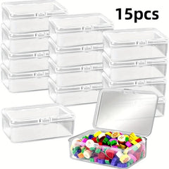 Small Plastic Bead Storage Container with Hinged Lid for Jewelry Supply