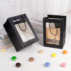 5pcs Gift Bags with Transparent Window Tote Paper Bags