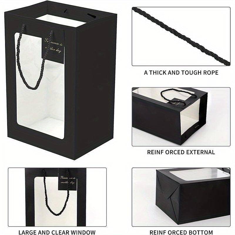5pcs Gift Bags with Transparent Window Tote Paper Bags