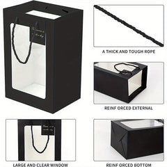 5pcs Gift Bags with Transparent Window Tote Paper Bags