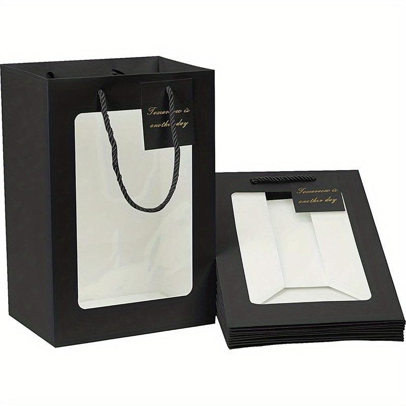 5pcs Gift Bags with Transparent Window Tote Paper Bags