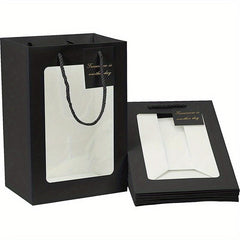 5pcs Gift Bags with Transparent Window Tote Paper Bags
