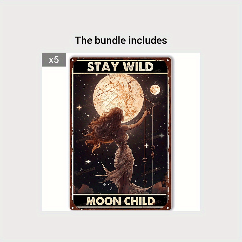 Stay Wild Moon Child Metal Tin Sign Home Bar Wall Decor 20x30
