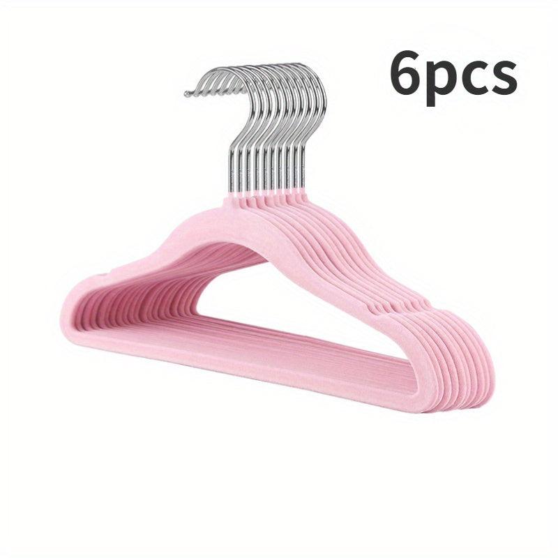 6pcs Mini Flocking Clothes Hangers Durable Clothes Drying Racks