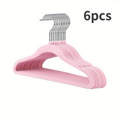 6pcs Mini Flocking Clothes Hangers Durable Clothes Drying Racks