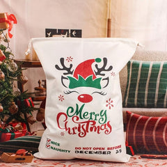 Christmas Elk Print Large Gift Bag for Holiday Party Decor Gift Candy Bag