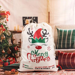 Christmas Elk Print Large Gift Bag for Holiday Party Decor Gift Candy Bag
