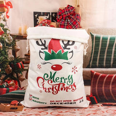 Christmas Elk Print Large Gift Bag for Holiday Party Decor Gift Candy Bag