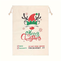 Christmas Elk Print Large Gift Bag for Holiday Party Decor Gift Candy Bag