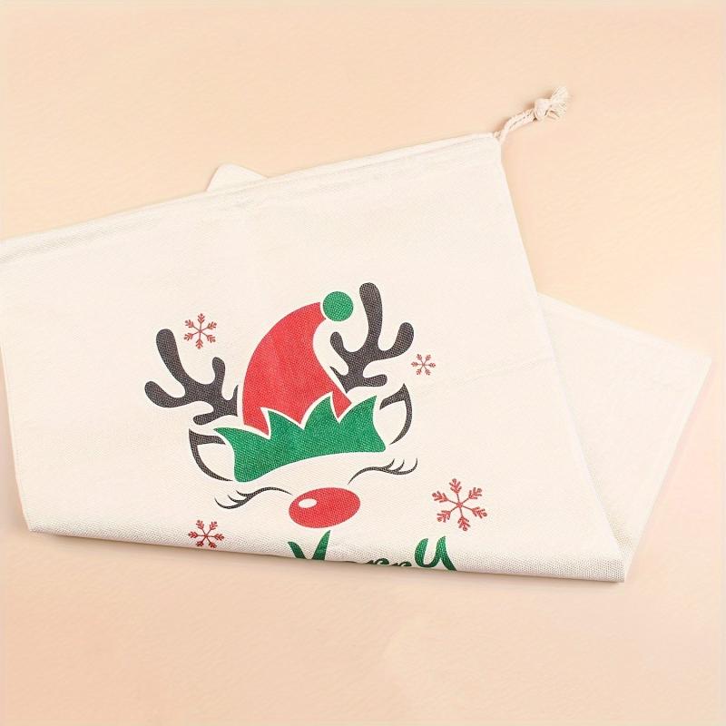 Christmas Elk Print Large Gift Bag for Holiday Party Decor Gift Candy Bag