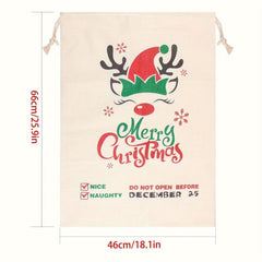 Christmas Elk Print Large Gift Bag for Holiday Party Decor Gift Candy Bag