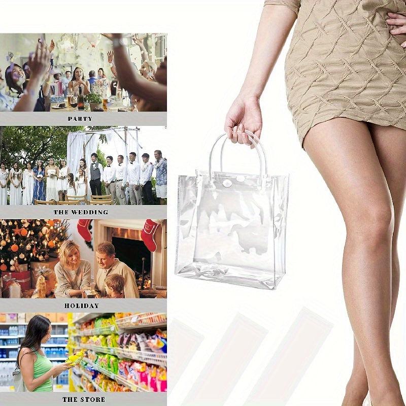 10pcs Clear Plastic Gift Bags Reusable PVC Wrap Tote Bag