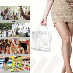 10pcs Clear Plastic Gift Bags Reusable PVC Wrap Tote Bag