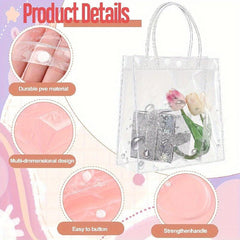 10pcs Clear Plastic Gift Bags Reusable PVC Wrap Tote Bag