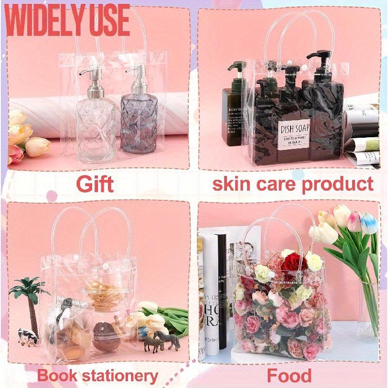 10pcs Clear Plastic Gift Bags Reusable PVC Wrap Tote Bag