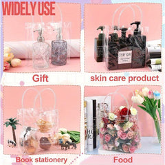 10pcs Clear Plastic Gift Bags Reusable PVC Wrap Tote Bag