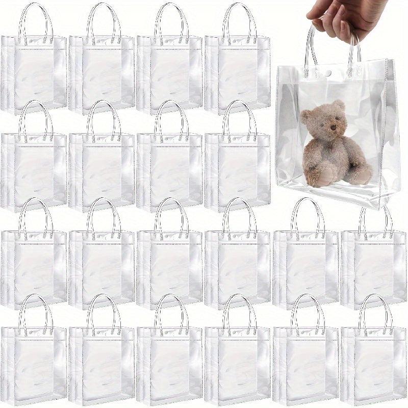 10pcs Clear Plastic Gift Bags Reusable PVC Wrap Tote Bag