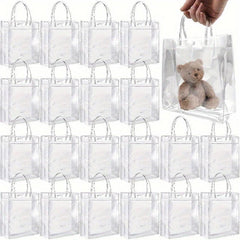 10pcs Clear Plastic Gift Bags Reusable PVC Wrap Tote Bag