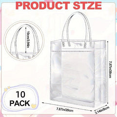 10pcs Clear Plastic Gift Bags Reusable PVC Wrap Tote Bag