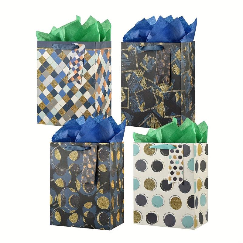 Medium Gift Bags Assorted with Tissue Paper for Birthdays and Holidays
