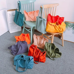 Solid Canvas Tote Bag for Work & Shopping