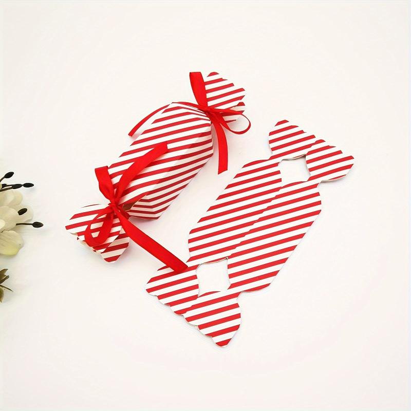 35pcs Christmas Red Striped Candy Box Wedding Packaging