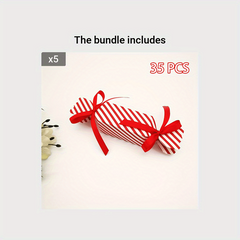 35pcs Christmas Red Striped Candy Box Wedding Packaging