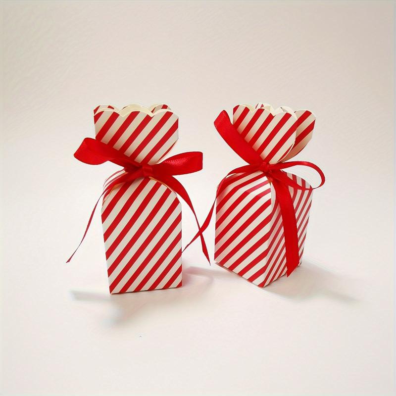 35pcs Christmas Red Striped Candy Box Wedding Packaging