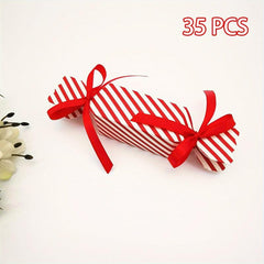 35pcs Christmas Red Striped Candy Box Wedding Packaging