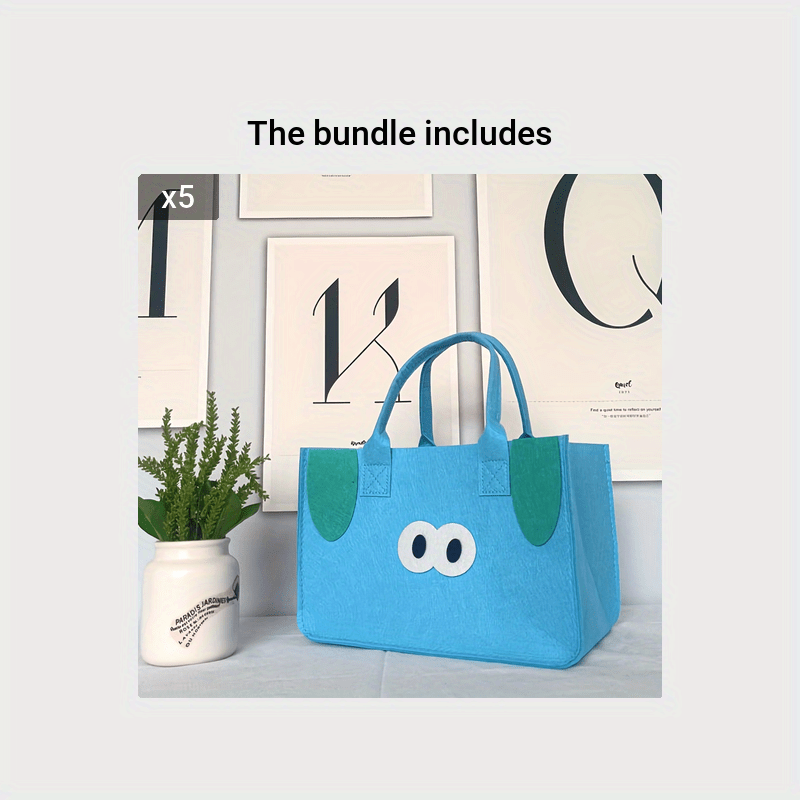 Large Capacity Felt Lunch Box Bento Bag Handbag For Classes & Work