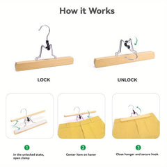 10pcs Wooden Pants And Skirt Rack Solid Wood Anti-slip Hanger