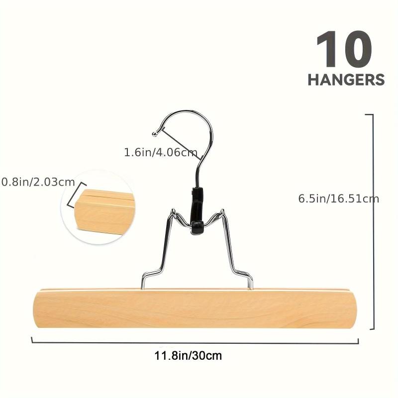 10pcs Wooden Pants And Skirt Rack Solid Wood Anti-slip Hanger